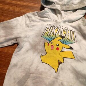 PIKACHU HOODIE - Kids Large // Pokemon Acid Wash hooded sweatshirt sweater cute